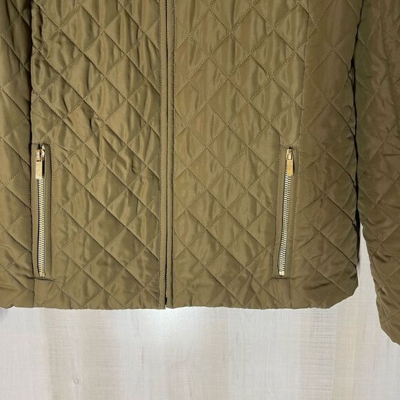 J. Crew Olive green quilted‎ jacket coat, size small - Picture 3 of 14